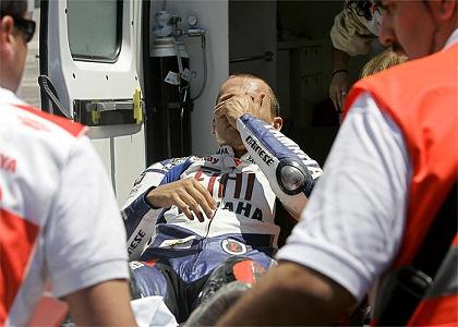 Jorge Lorenzo sufrio una caida en Montmeló